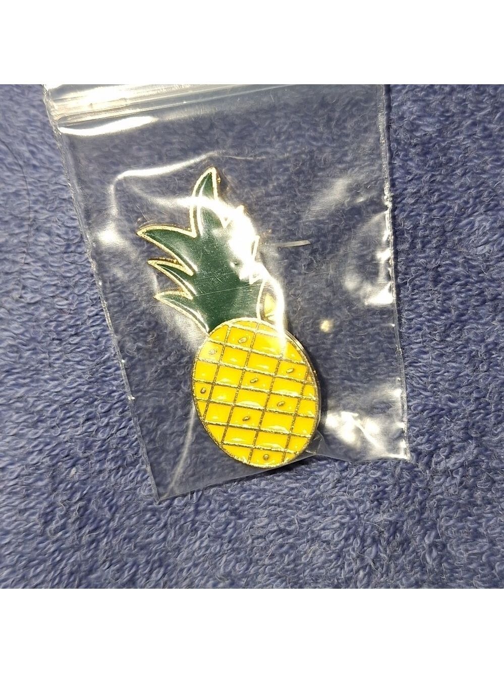 Yellow Green Pineapple Enamel Pin Gold Tone